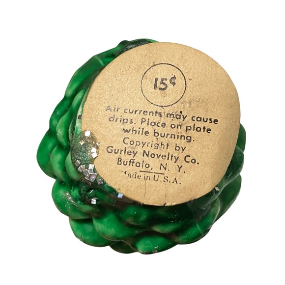 Vintage Gurley Green Pinecone Red Candle Christmas Candles Pair - Picture 4 of 5